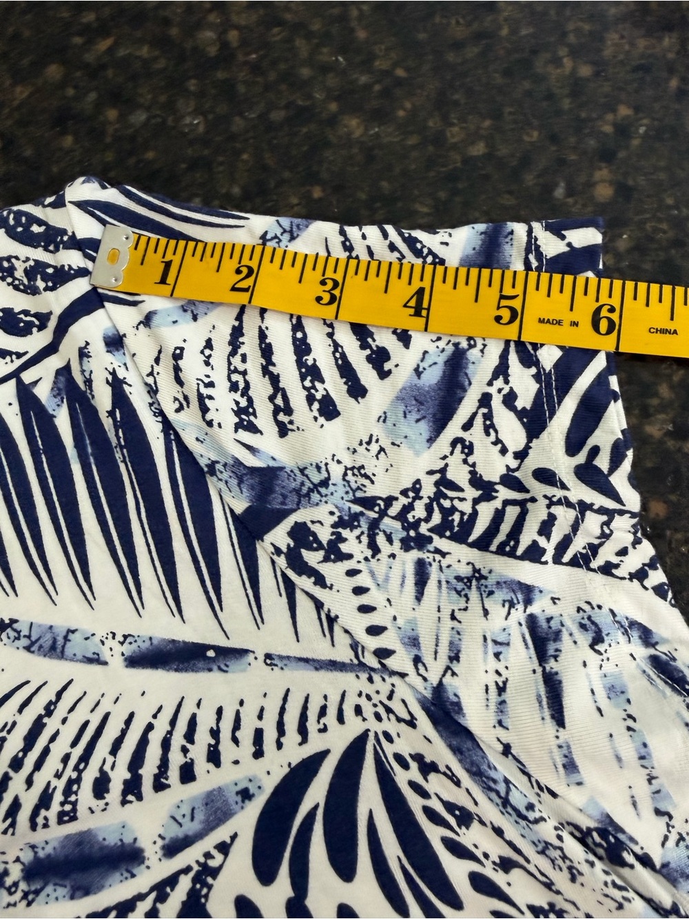 Tahari Blue White Palm Leaf Print V-Neck Stretch Women PLUS 1X Midi Summer Dress - Picture 7 of 10